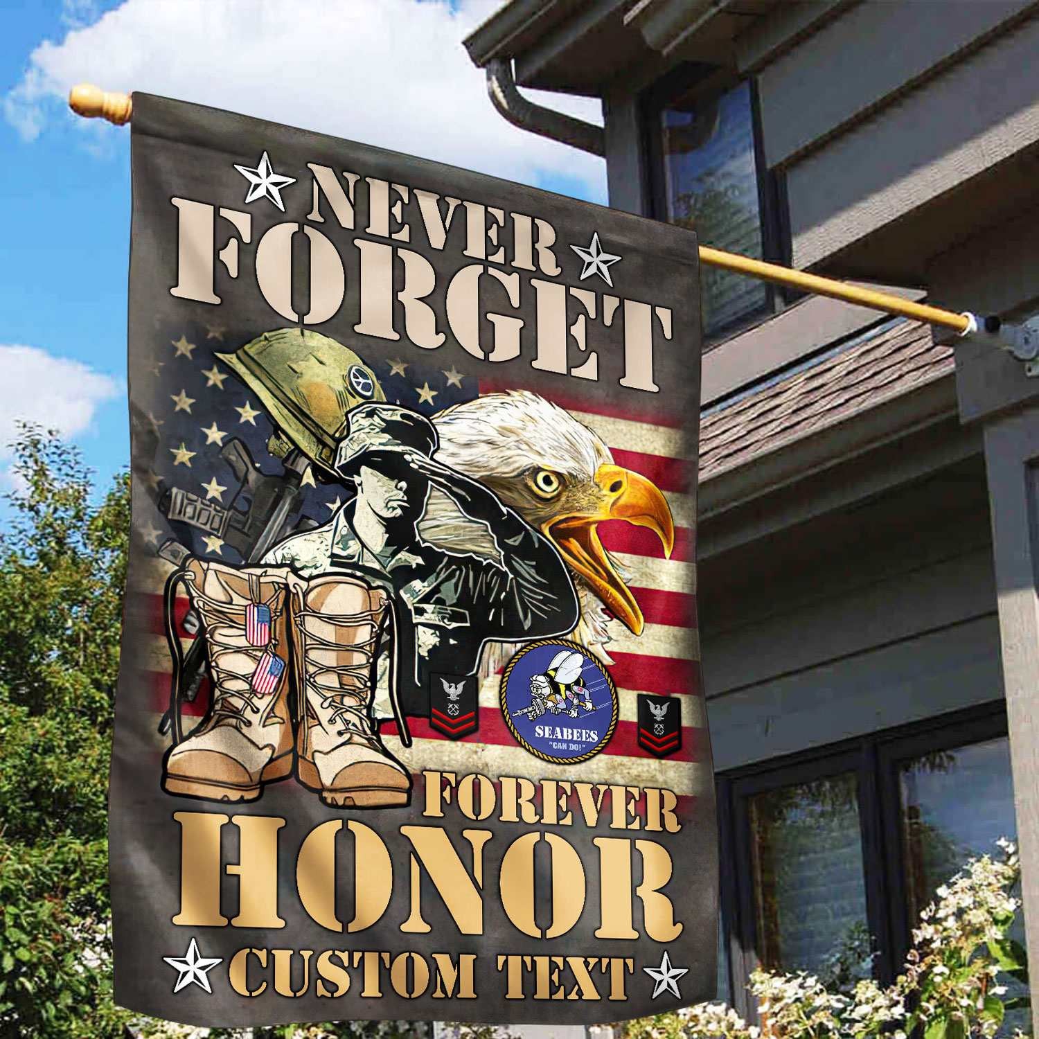 Premium Custom US Seabees Veteran Flag, Gift For Seabees Veteran, American Flag, Patriotic Flag, Garden Flag, House Flag