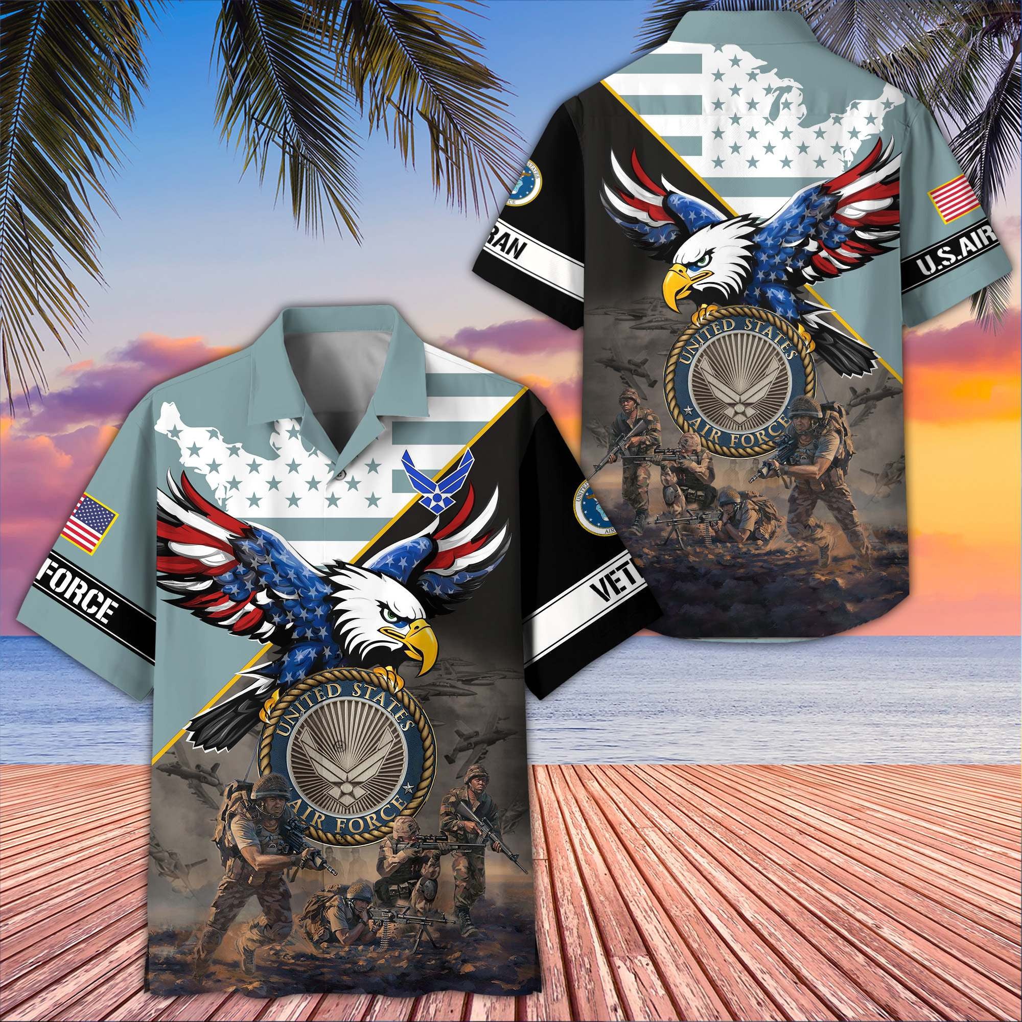 Premium US Veterans Hawaiian Shirt, Gifts For US Veterans, Gifts On Father's Day, Armed Forces Day, Veterans Day.