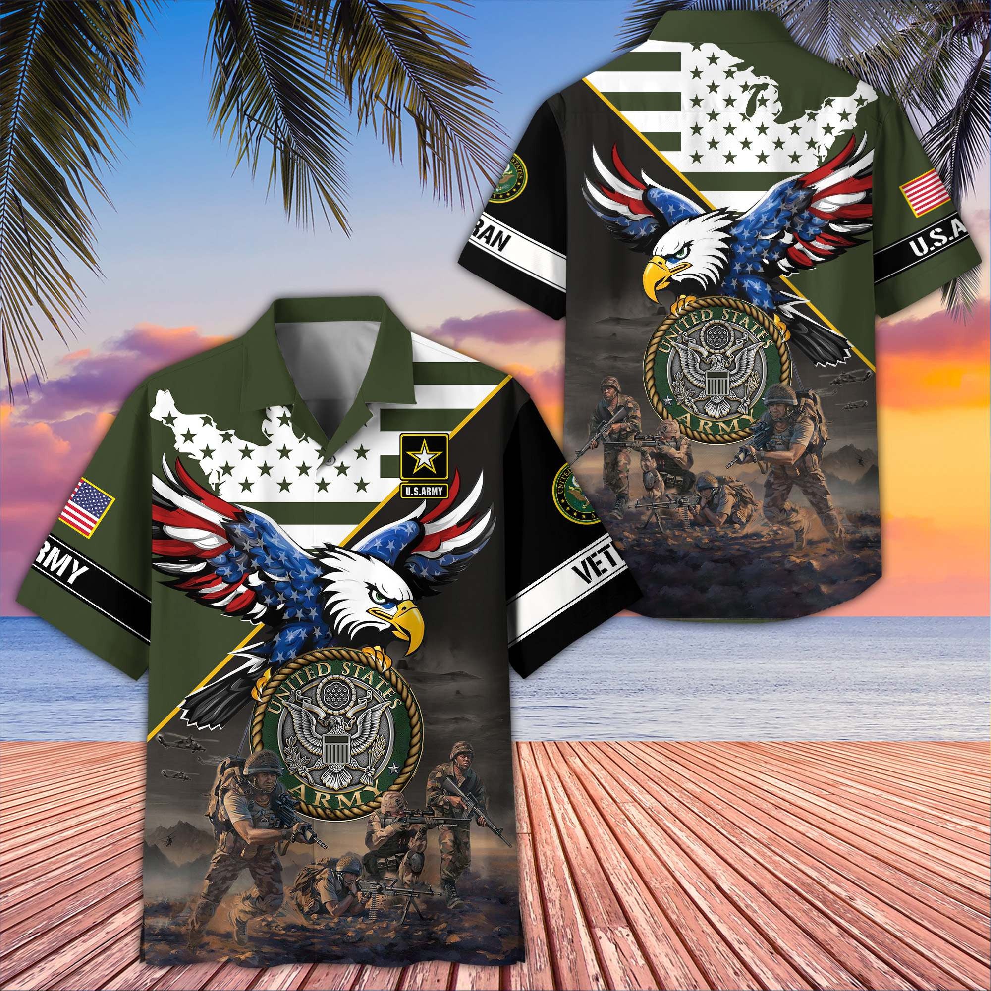 Premium US Veterans Hawaiian Shirt, Gifts For US Veterans, Gifts On Father's Day, Armed Forces Day, Veterans Day.