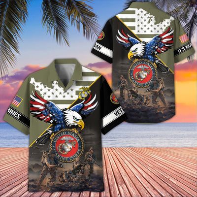 Premium US Veterans Hawaiian Shirt, Gifts For US Veterans, Gifts On Father's Day, Armed Forces Day, Veterans Day.