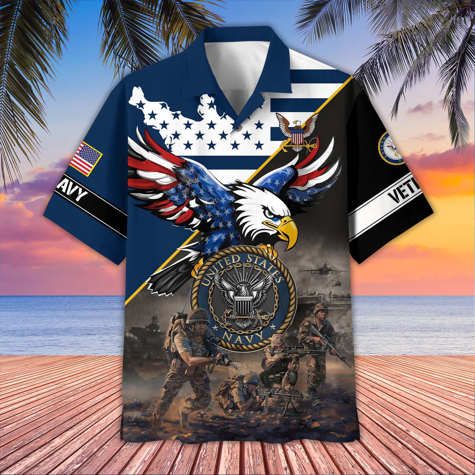 Premium US Veterans Hawaiian Shirt, Gifts For US Veterans, Gifts On Father's Day, Armed Forces Day, Veterans Day.