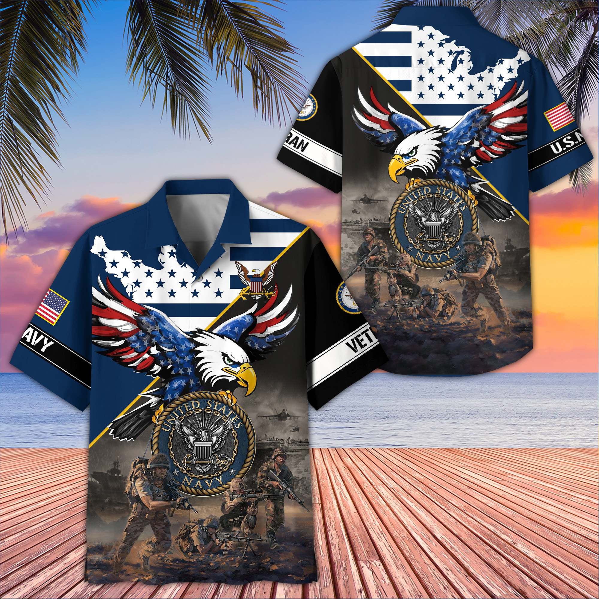 Premium US Veterans Hawaiian Shirt, Gifts For US Veterans, Gifts On Father's Day, Armed Forces Day, Veterans Day.