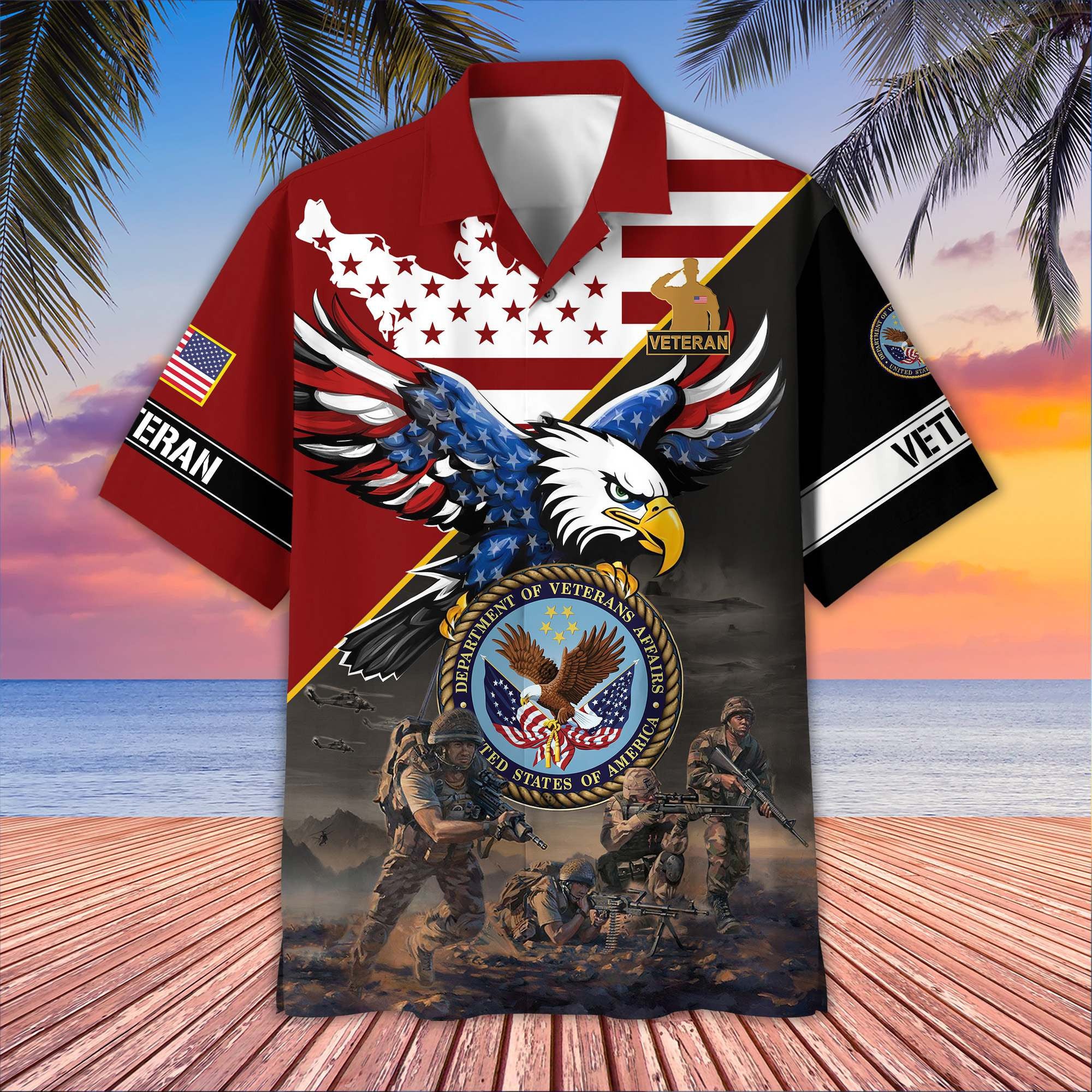 Premium US Veterans Hawaiian Shirt, Gifts For US Veterans, Gifts On Father's Day, Armed Forces Day, Veterans Day.