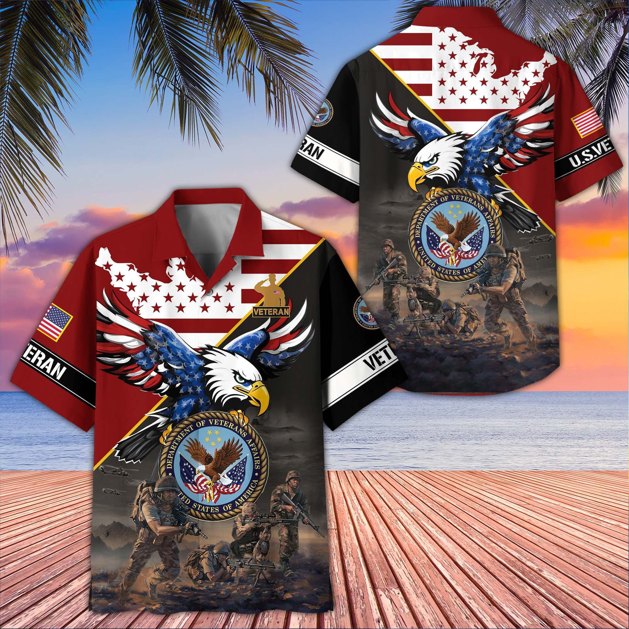 Premium US Veterans Hawaiian Shirt, Gifts For US Veterans, Gifts On Father's Day, Armed Forces Day, Veterans Day.