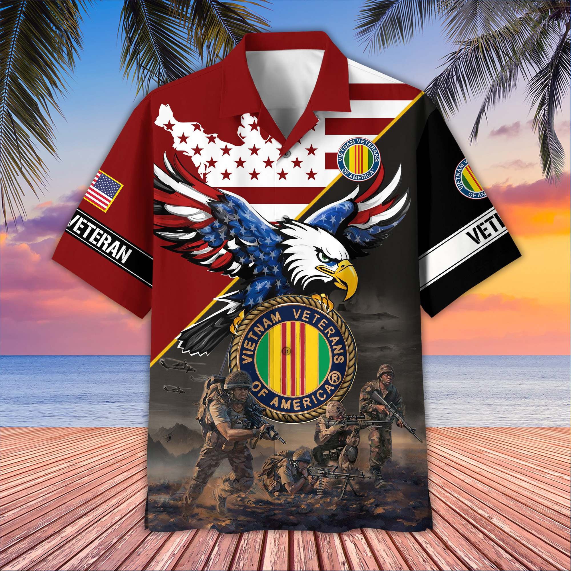 Premium US Veterans Hawaiian Shirt, Gifts For US Veterans, Gifts On Father's Day, Armed Forces Day, Veterans Day.