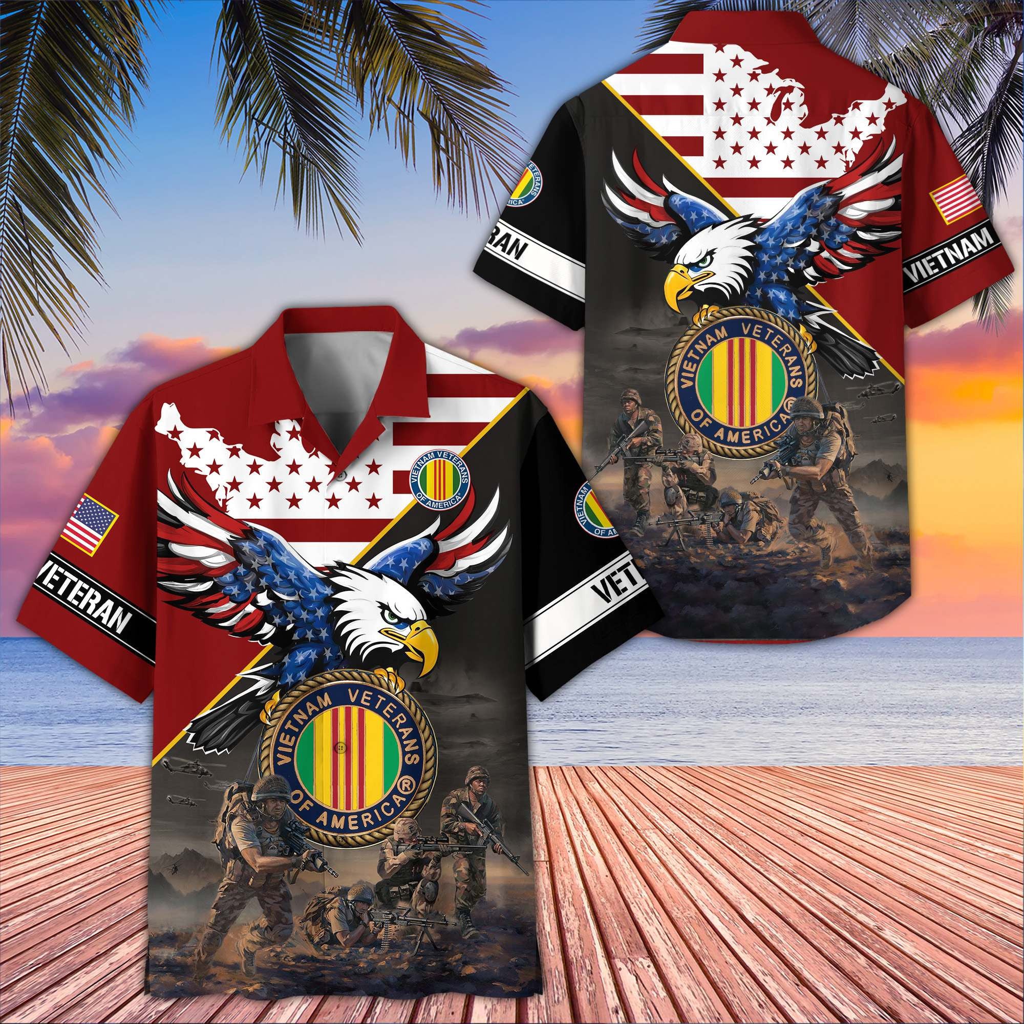Premium US Veterans Hawaiian Shirt, Gifts For US Veterans, Gifts On Father's Day, Armed Forces Day, Veterans Day.