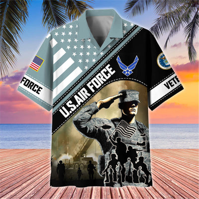 Premium US Veterans Hawaiian Shirt, Gifts For US Veterans, Gifts On Father's Day, Armed Forces Day, Veterans Day.