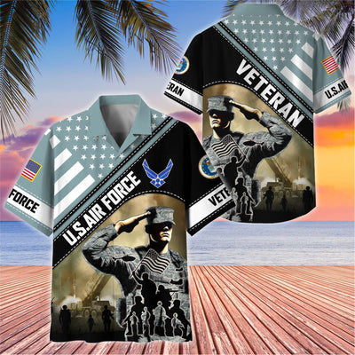 Premium US Veterans Hawaiian Shirt, Gifts For US Veterans, Gifts On Father's Day, Armed Forces Day, Veterans Day.