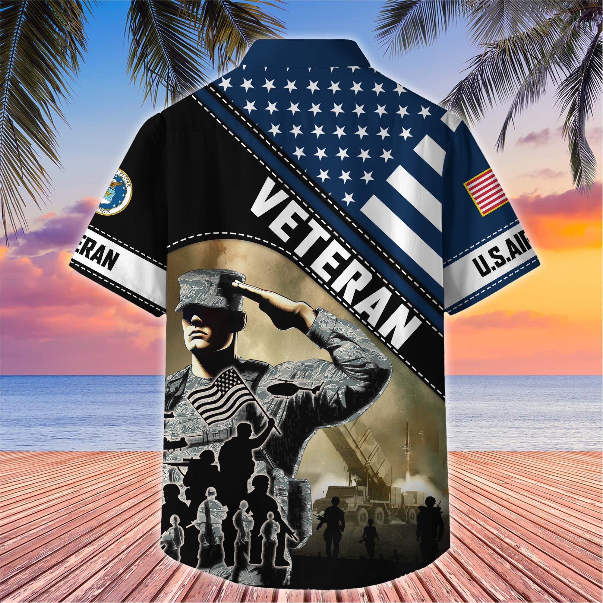 Premium US Veterans Hawaiian Shirt, Gifts For US Veterans, Gifts On Father's Day, Armed Forces Day, Veterans Day.