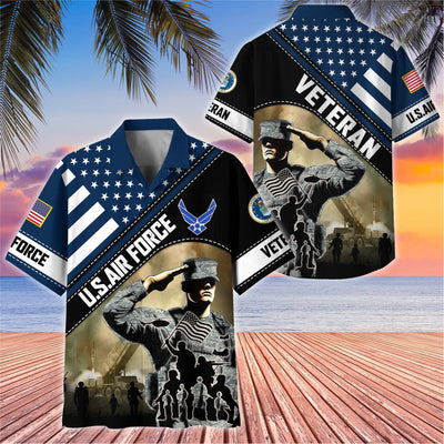 Premium US Veterans Hawaiian Shirt, Gifts For US Veterans, Gifts On Father's Day, Armed Forces Day, Veterans Day.