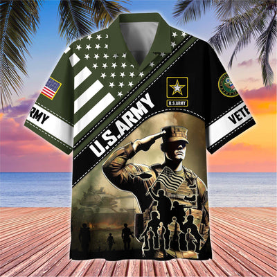 Premium US Veterans Hawaiian Shirt, Gifts For US Veterans, Gifts On Father's Day, Armed Forces Day, Veterans Day.
