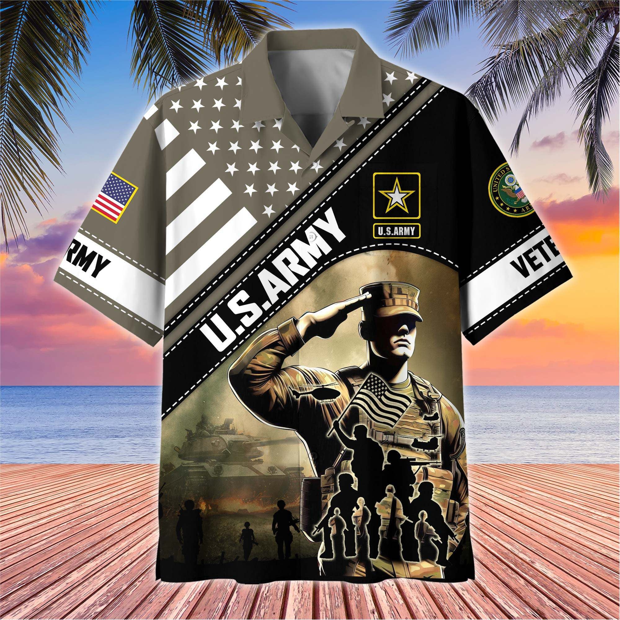 Premium US Veterans Hawaiian Shirt, Gifts For US Veterans, Gifts On Father's Day, Armed Forces Day, Veterans Day.
