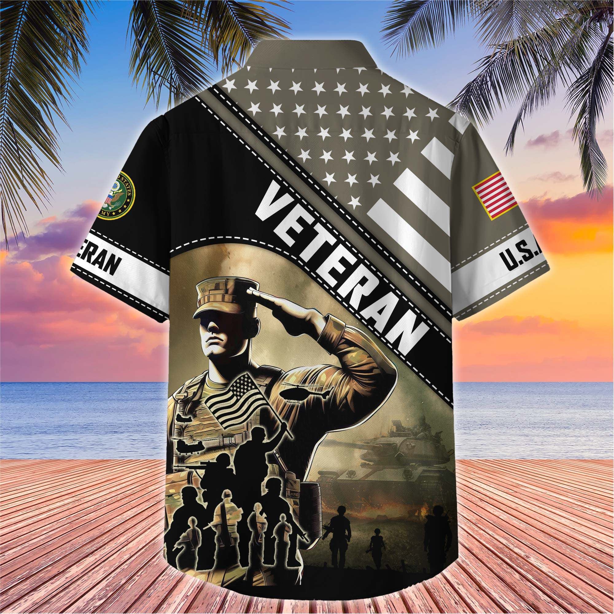 Premium US Veterans Hawaiian Shirt, Gifts For US Veterans, Gifts On Father's Day, Armed Forces Day, Veterans Day.