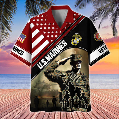 Premium US Veterans Hawaiian Shirt, Gifts For US Veterans, Gifts On Father's Day, Armed Forces Day, Veterans Day.