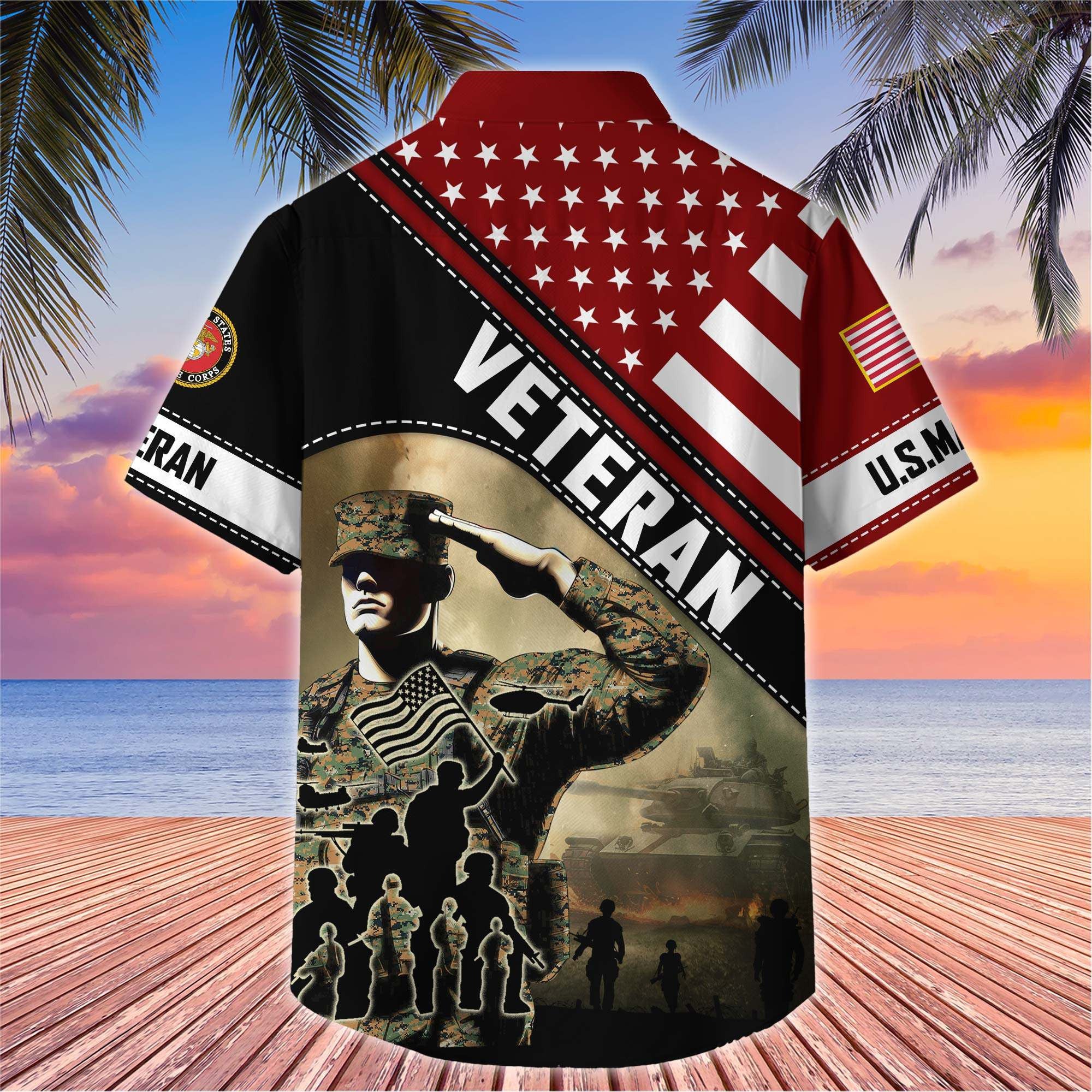 Premium US Veterans Hawaiian Shirt, Gifts For US Veterans, Gifts On Father's Day, Armed Forces Day, Veterans Day.