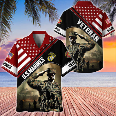 Premium US Veterans Hawaiian Shirt, Gifts For US Veterans, Gifts On Father's Day, Armed Forces Day, Veterans Day.