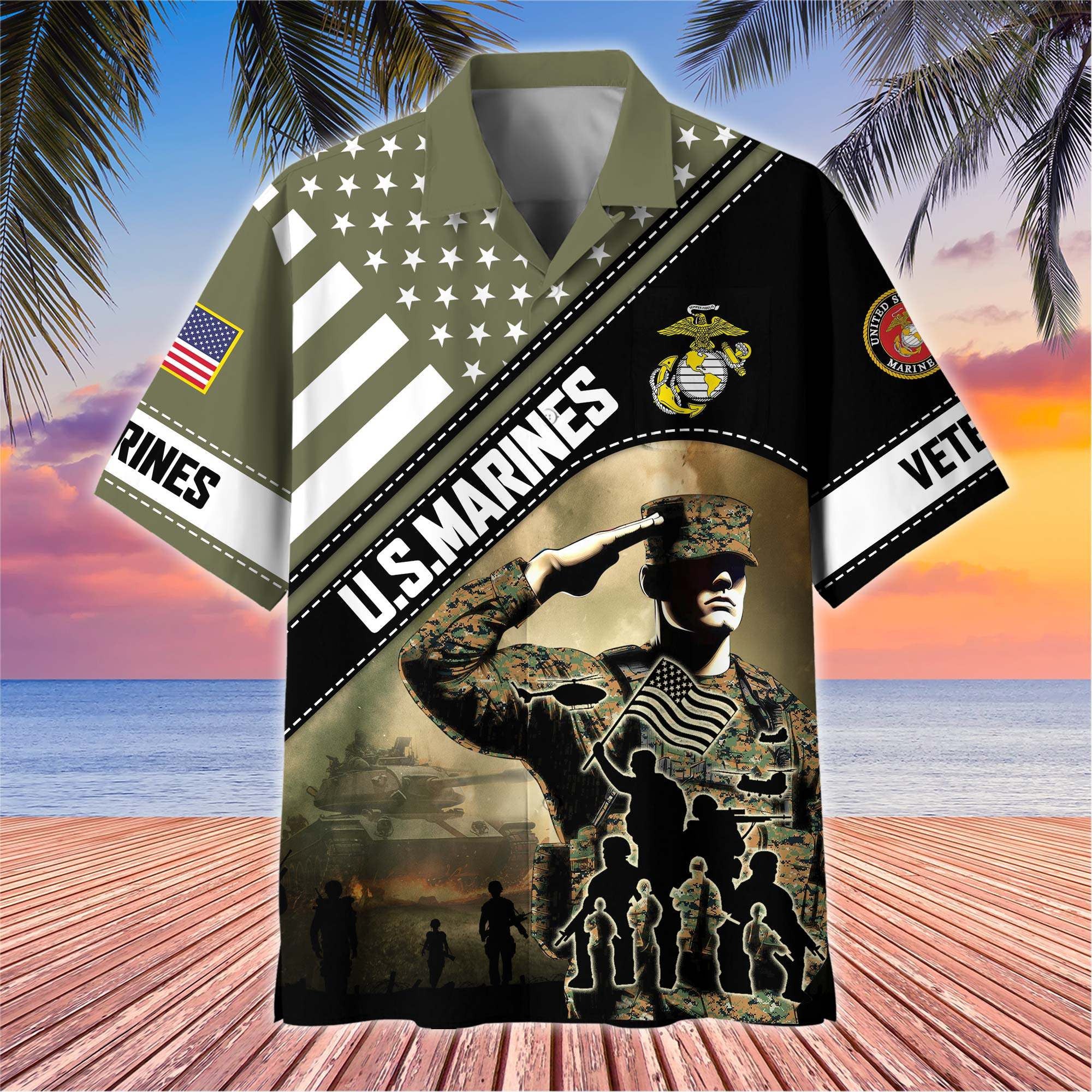 Premium US Veterans Hawaiian Shirt, Gifts For US Veterans, Gifts On Father's Day, Armed Forces Day, Veterans Day.