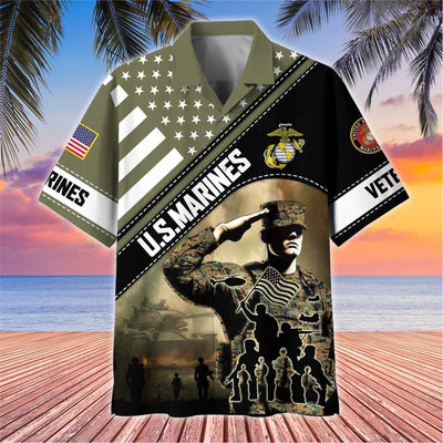 Premium US Veterans Hawaiian Shirt, Gifts For US Veterans, Gifts On Father's Day, Armed Forces Day, Veterans Day.