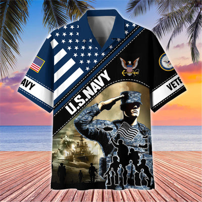 Premium US Veterans Hawaiian Shirt, Gifts For US Veterans, Gifts On Father's Day, Armed Forces Day, Veterans Day.