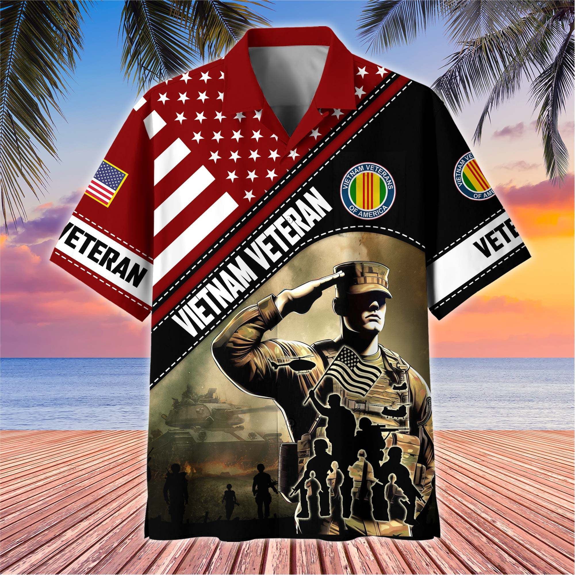 Premium US Veterans Hawaiian Shirt, Gifts For US Veterans, Gifts On Father's Day, Armed Forces Day, Veterans Day.