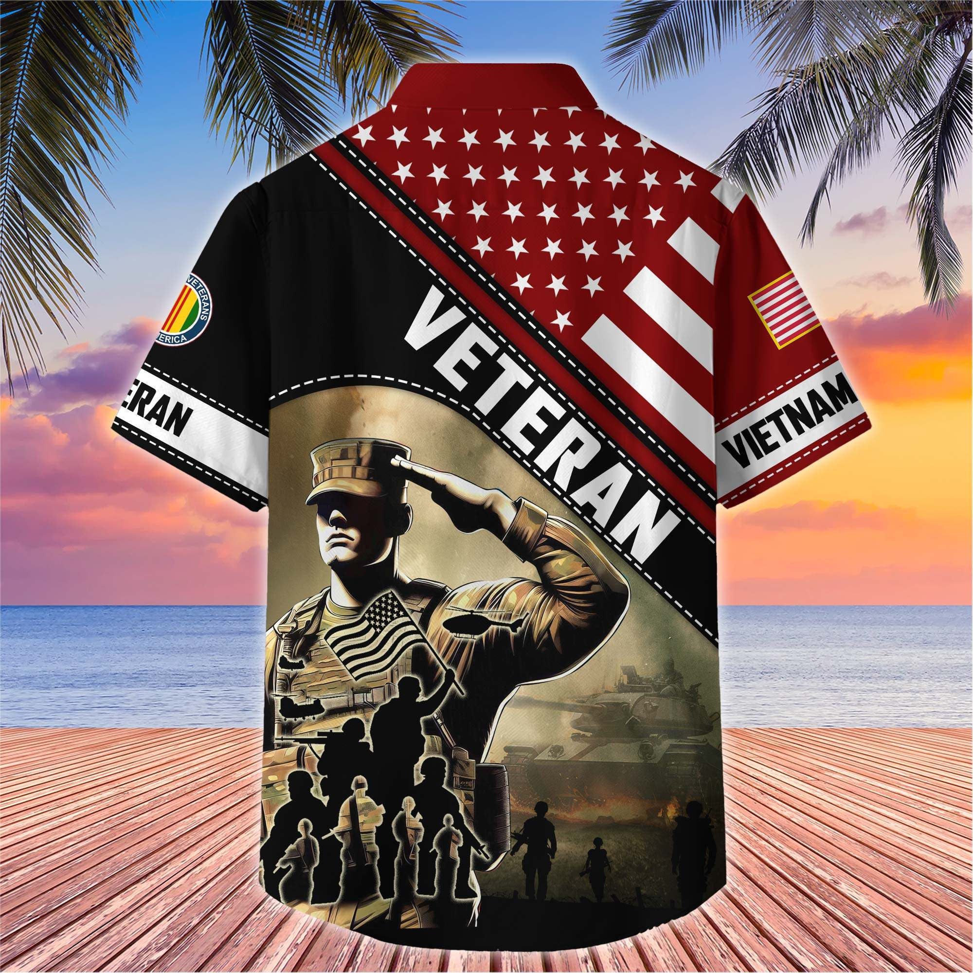 Premium US Veterans Hawaiian Shirt, Gifts For US Veterans, Gifts On Father's Day, Armed Forces Day, Veterans Day.