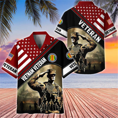 Premium US Veterans Hawaiian Shirt, Gifts For US Veterans, Gifts On Father's Day, Armed Forces Day, Veterans Day.