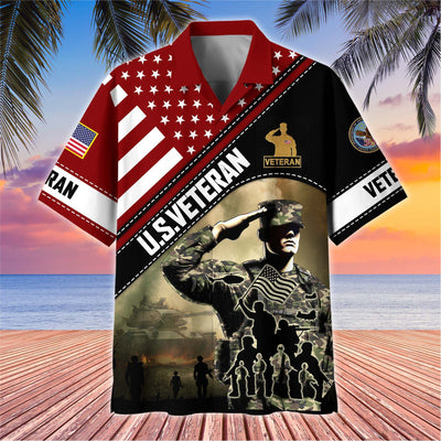 Premium US Veterans Hawaiian Shirt, Gifts For US Veterans, Gifts On Father's Day, Armed Forces Day, Veterans Day.