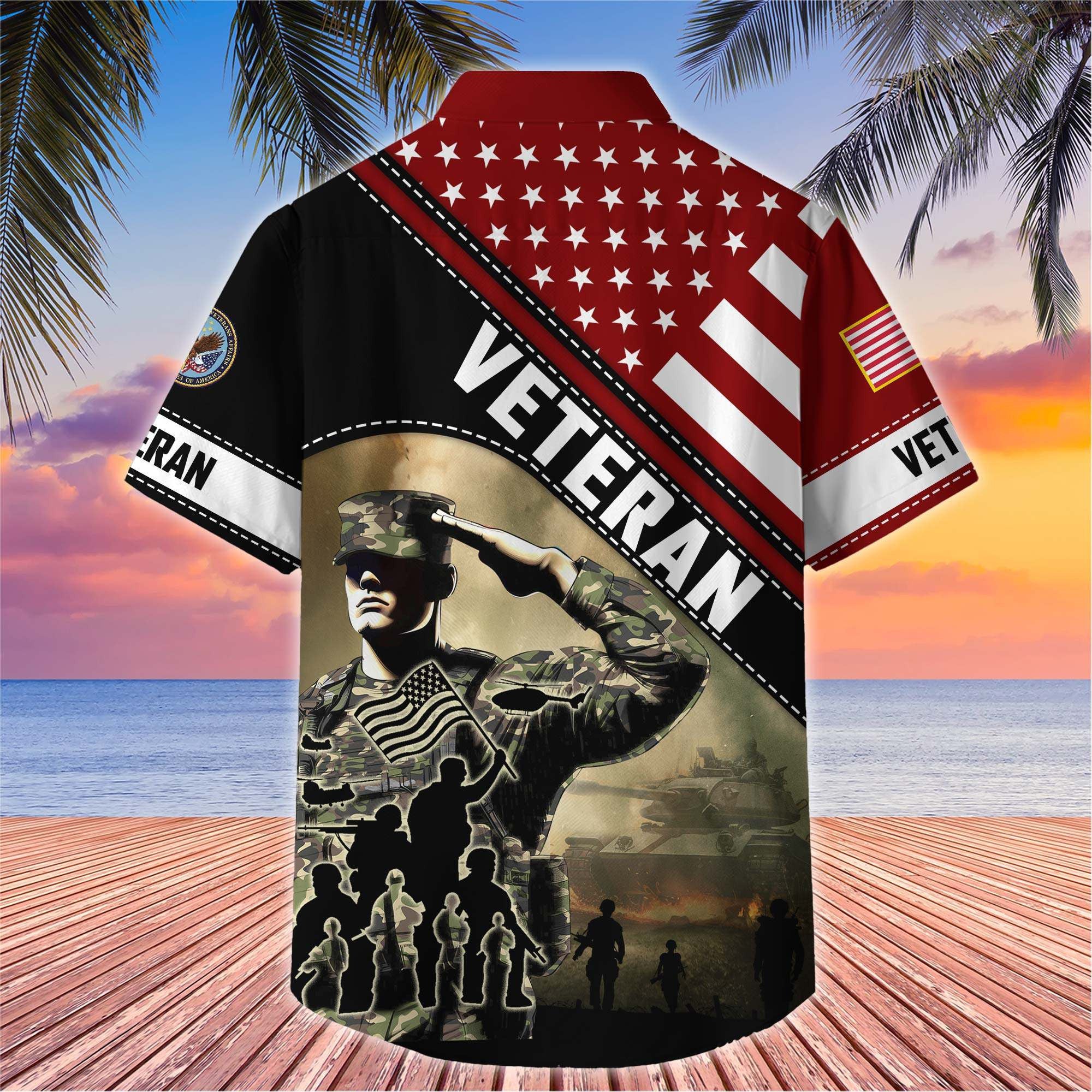 Premium US Veterans Hawaiian Shirt, Gifts For US Veterans, Gifts On Father's Day, Armed Forces Day, Veterans Day.