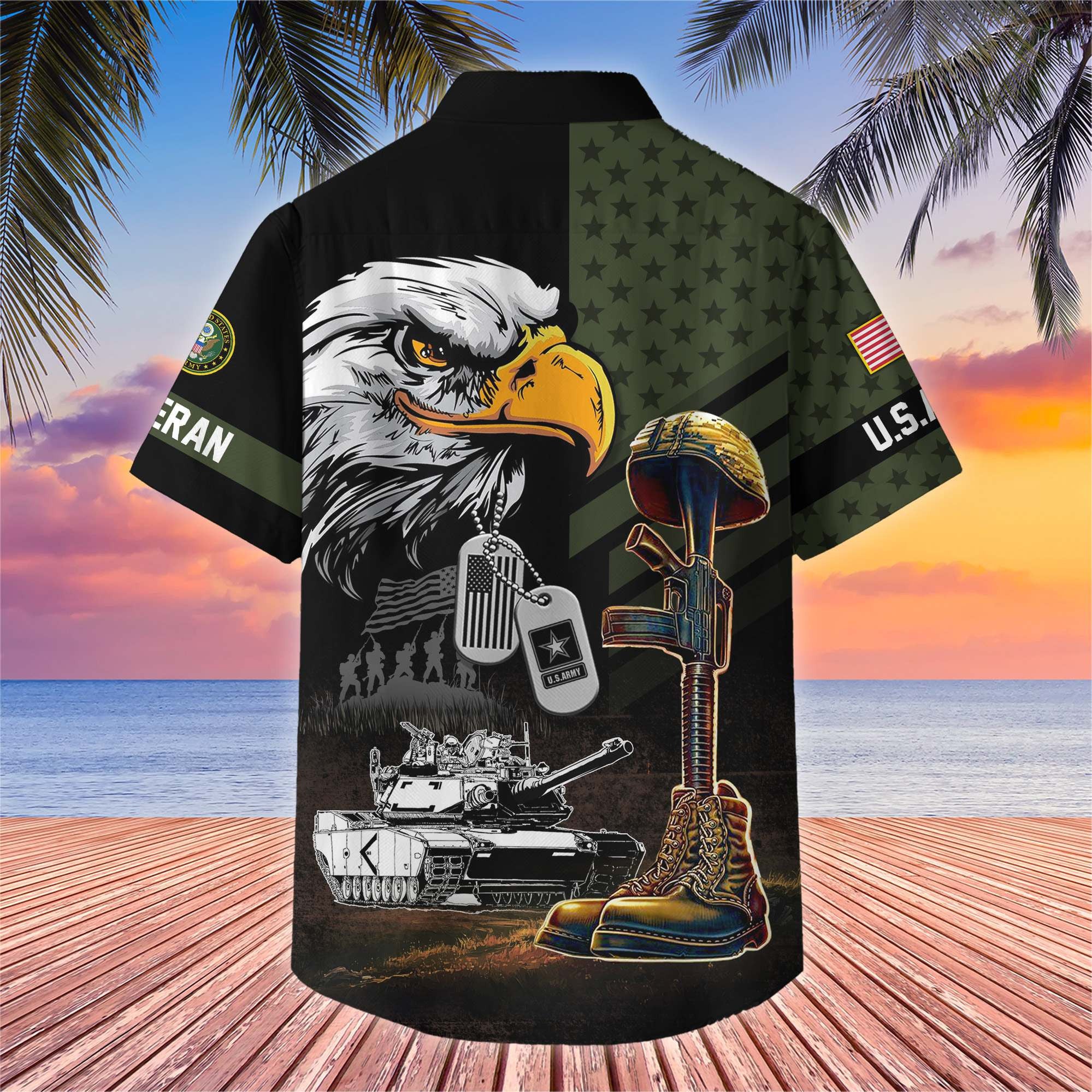Premium US Veterans Hawaiian Shirt, Gifts For US Veterans, Gifts On Father's Day, Armed Forces Day, Veterans Day.