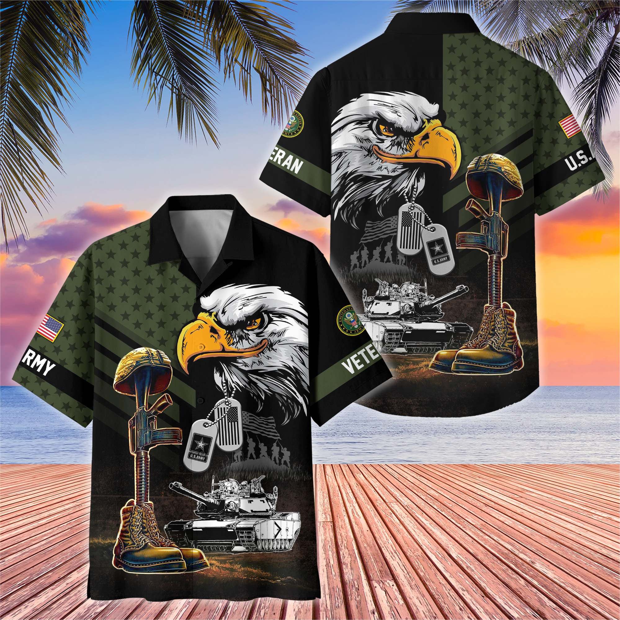 Premium US Veterans Hawaiian Shirt, Gifts For US Veterans, Gifts On Father's Day, Armed Forces Day, Veterans Day.
