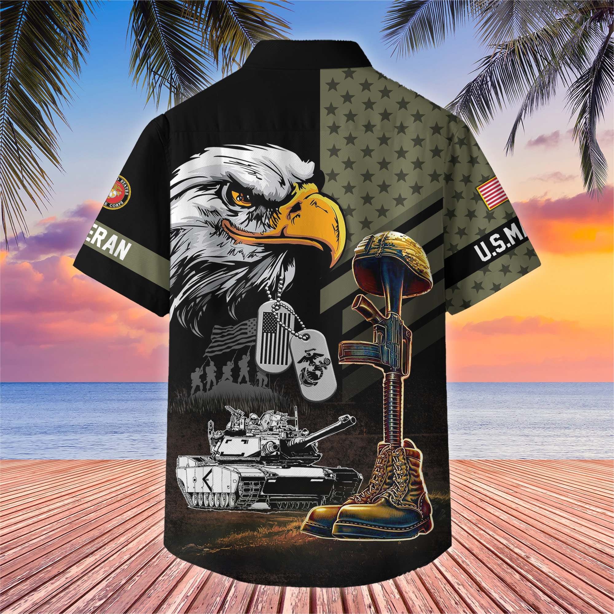 Premium US Veterans Hawaiian Shirt, Gifts For US Veterans, Gifts On Father's Day, Armed Forces Day, Veterans Day.