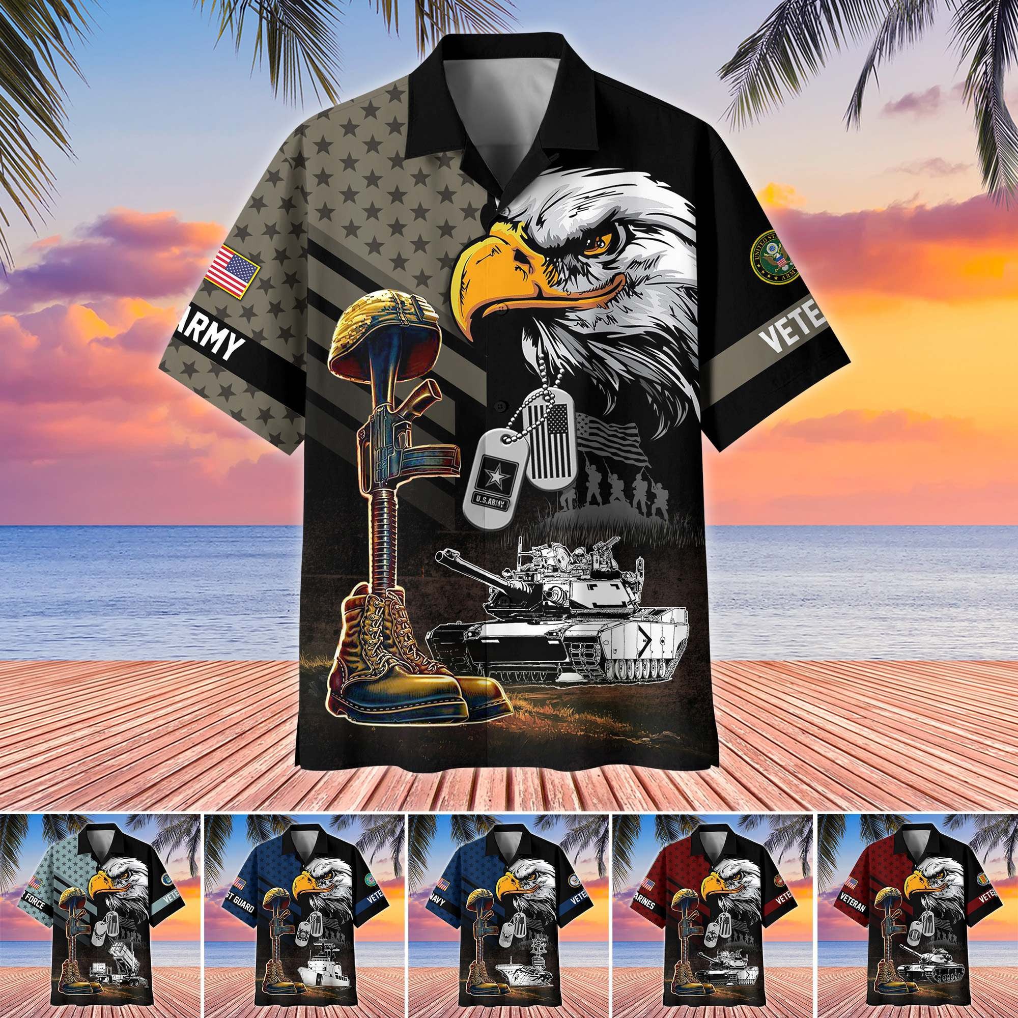 Premium US Veterans Hawaiian Shirt, Gifts For US Veterans, Gifts On Father's Day, Armed Forces Day, Veterans Day.
