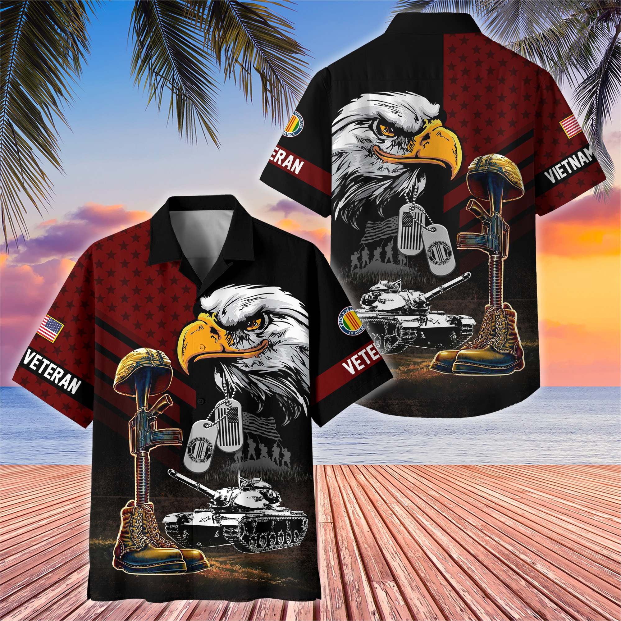 Premium US Veterans Hawaiian Shirt, Gifts For US Veterans, Gifts On Father's Day, Armed Forces Day, Veterans Day.