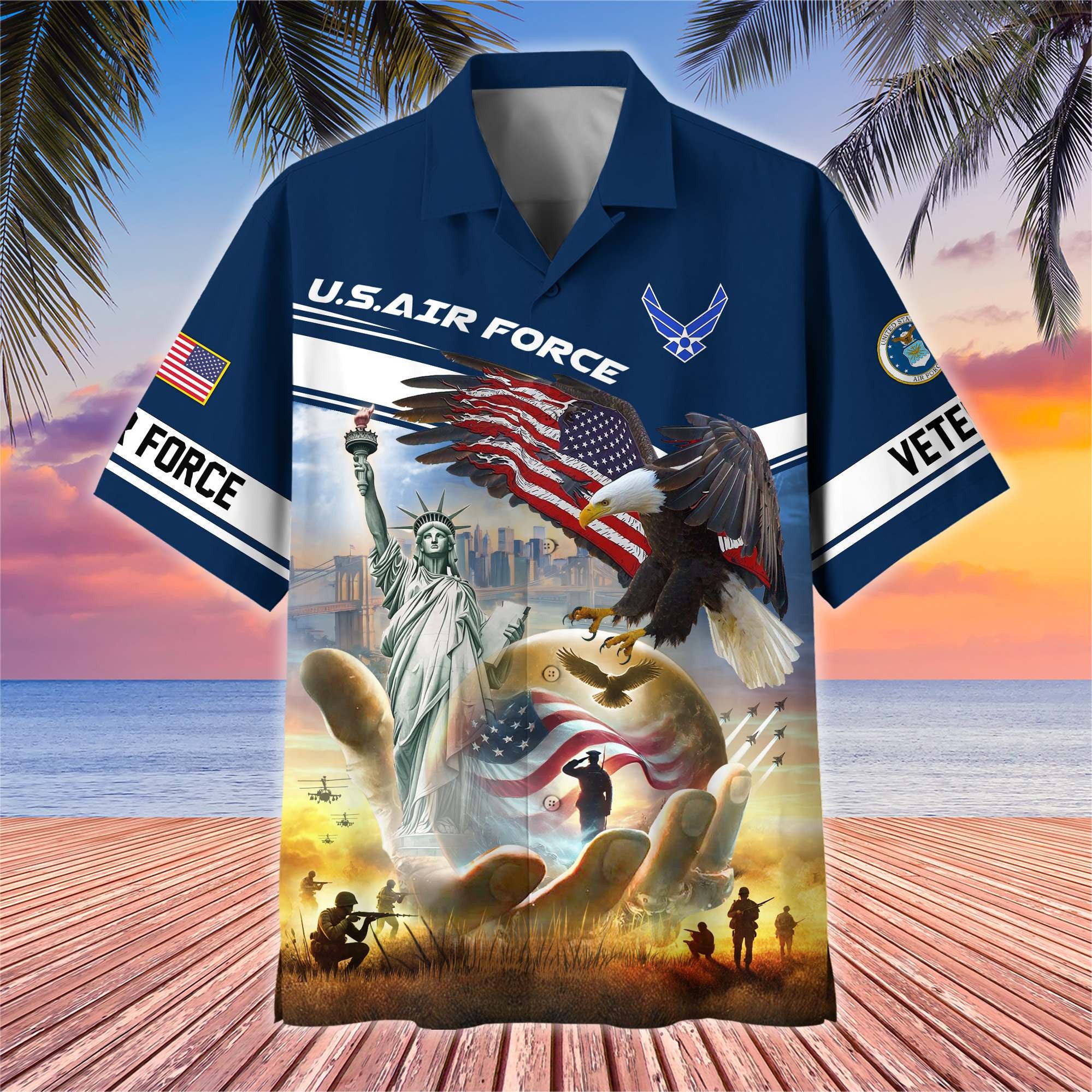 Premium US Veterans Hawaiian Shirt, Gifts For US Veterans, Gifts On Father's Day, Armed Forces Day, Veterans Day.