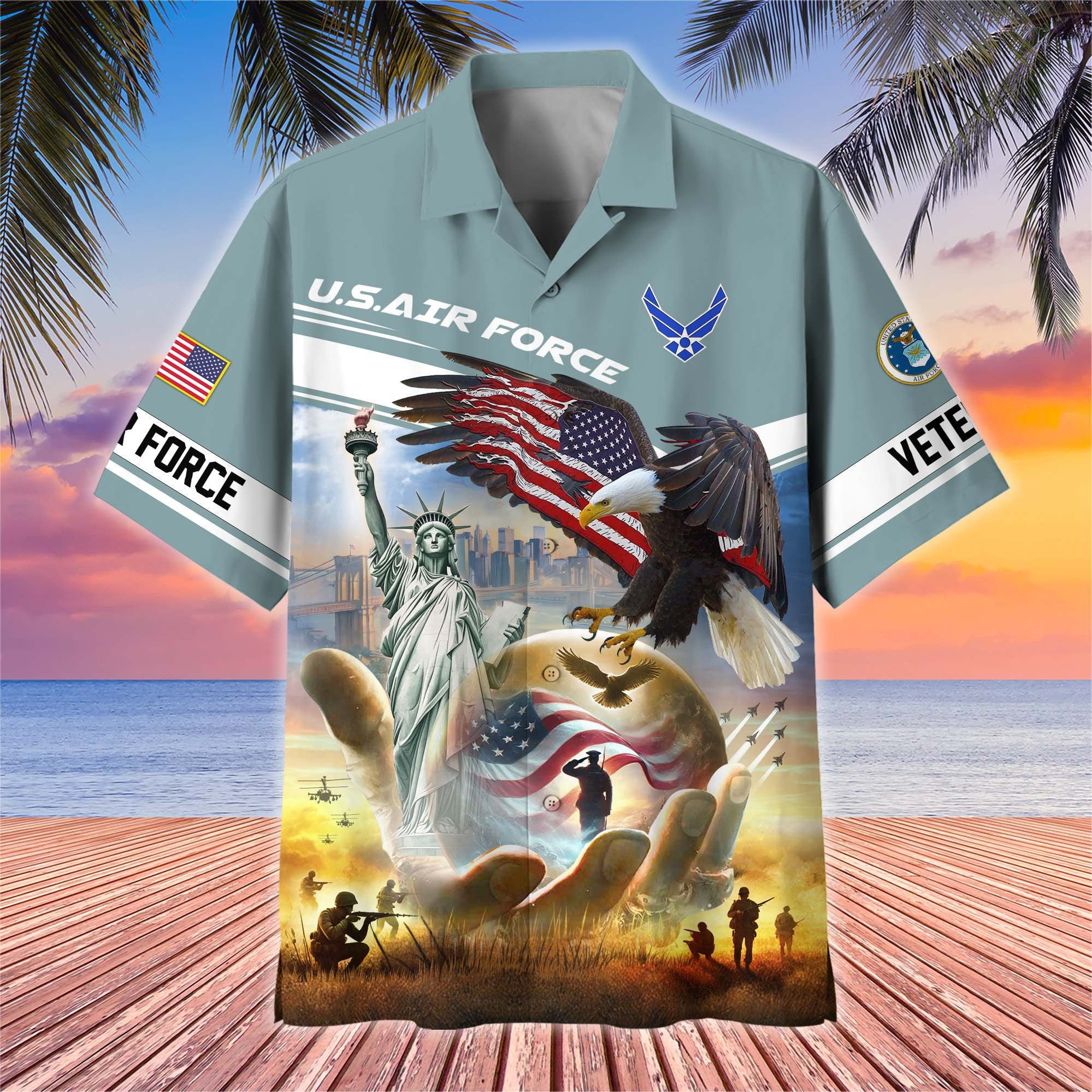 Premium US Veterans Hawaiian Shirt, Gifts For US Veterans, Gifts On Father's Day, Armed Forces Day, Veterans Day.