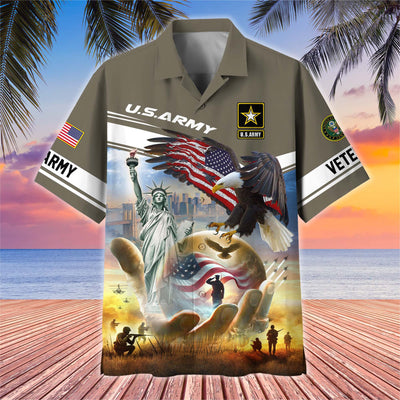 Premium US Veterans Hawaiian Shirt, Gifts For US Veterans, Gifts On Father's Day, Armed Forces Day, Veterans Day.