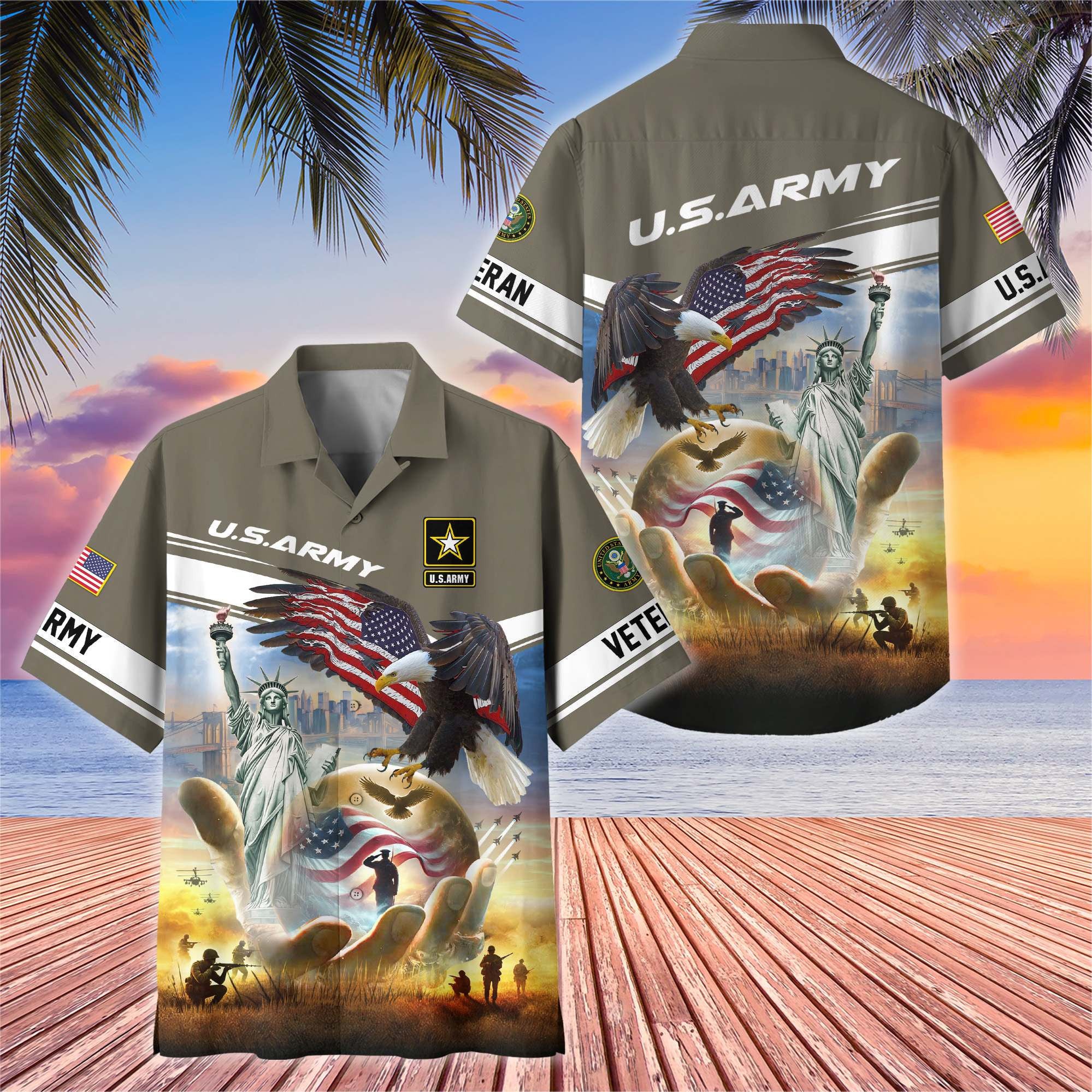 Premium US Veterans Hawaiian Shirt, Gifts For US Veterans, Gifts On Father's Day, Armed Forces Day, Veterans Day.