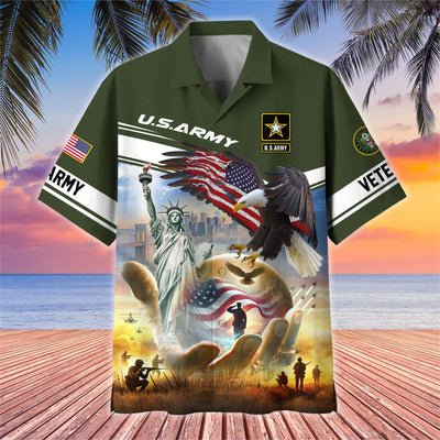 Premium US Veterans Hawaiian Shirt, Gifts For US Veterans, Gifts On Father's Day, Armed Forces Day, Veterans Day.