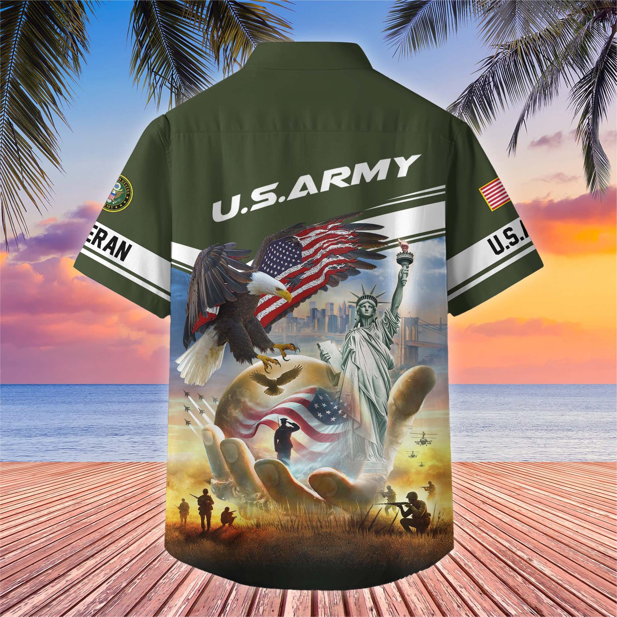 Premium US Veterans Hawaiian Shirt, Gifts For US Veterans, Gifts On Father's Day, Armed Forces Day, Veterans Day.