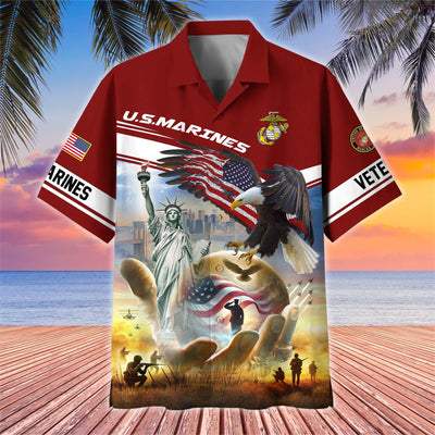 Premium US Veterans Hawaiian Shirt, Gifts For US Veterans, Gifts On Father's Day, Armed Forces Day, Veterans Day.