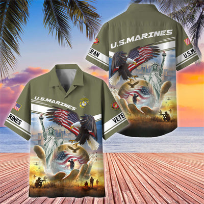 Premium US Veterans Hawaiian Shirt, Gifts For US Veterans, Gifts On Father's Day, Armed Forces Day, Veterans Day.