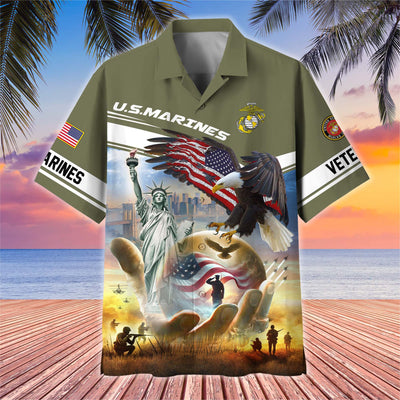 Premium US Veterans Hawaiian Shirt, Gifts For US Veterans, Gifts On Father's Day, Armed Forces Day, Veterans Day.
