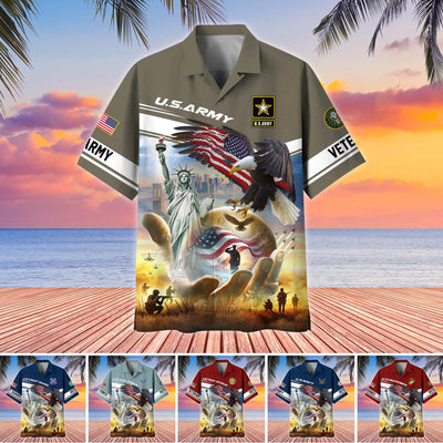 Premium US Veterans Hawaiian Shirt, Gifts For US Veterans, Gifts On Father's Day, Armed Forces Day, Veterans Day.
