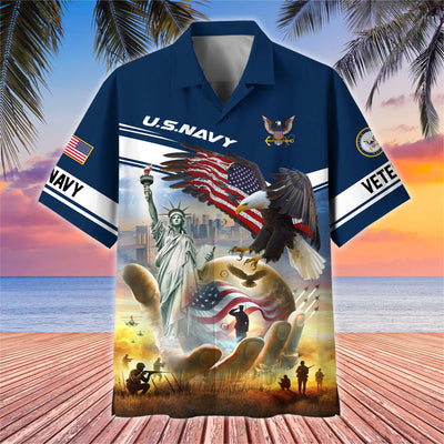 Premium US Veterans Hawaiian Shirt, Gifts For US Veterans, Gifts On Father's Day, Armed Forces Day, Veterans Day.