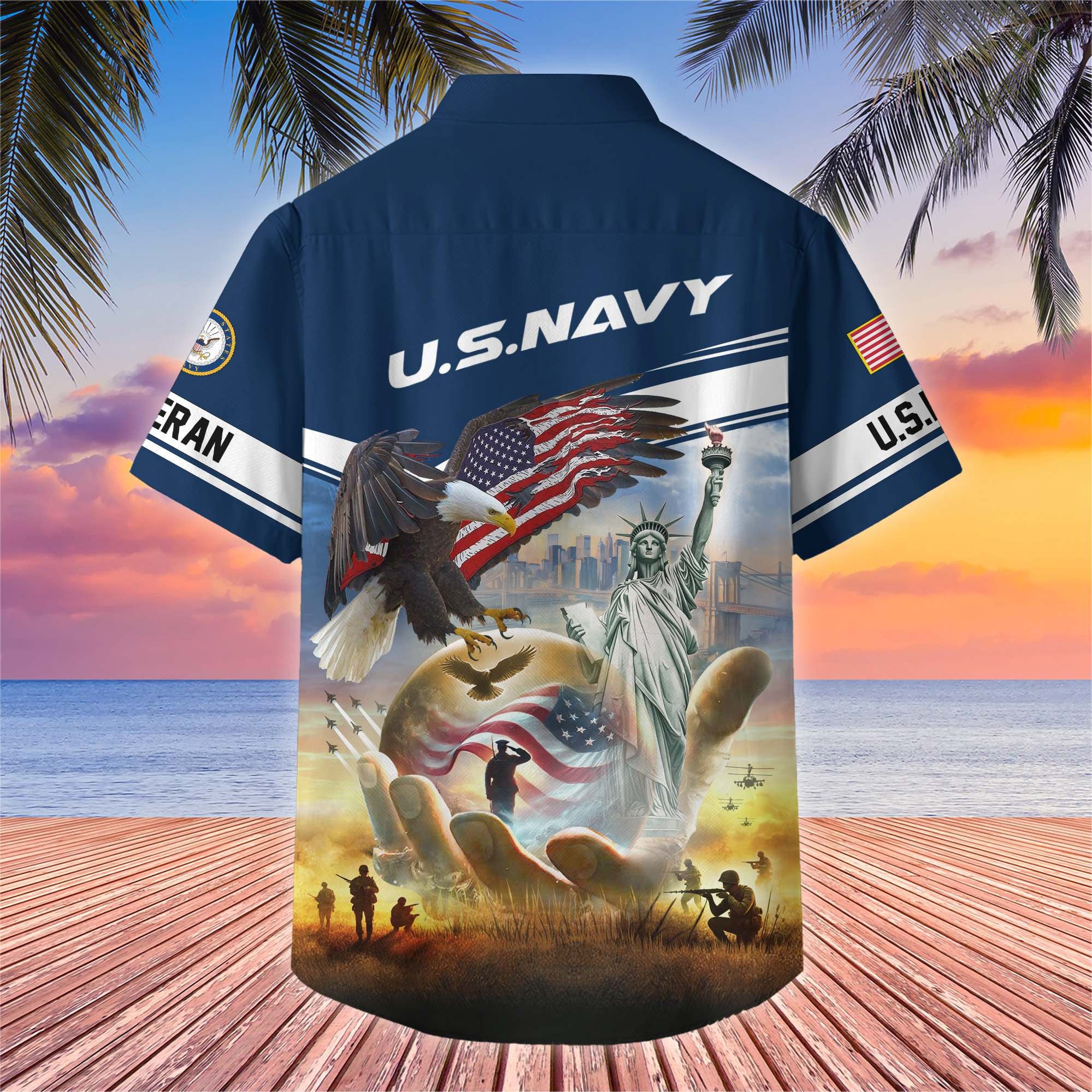 Premium US Veterans Hawaiian Shirt, Gifts For US Veterans, Gifts On Father's Day, Armed Forces Day, Veterans Day.