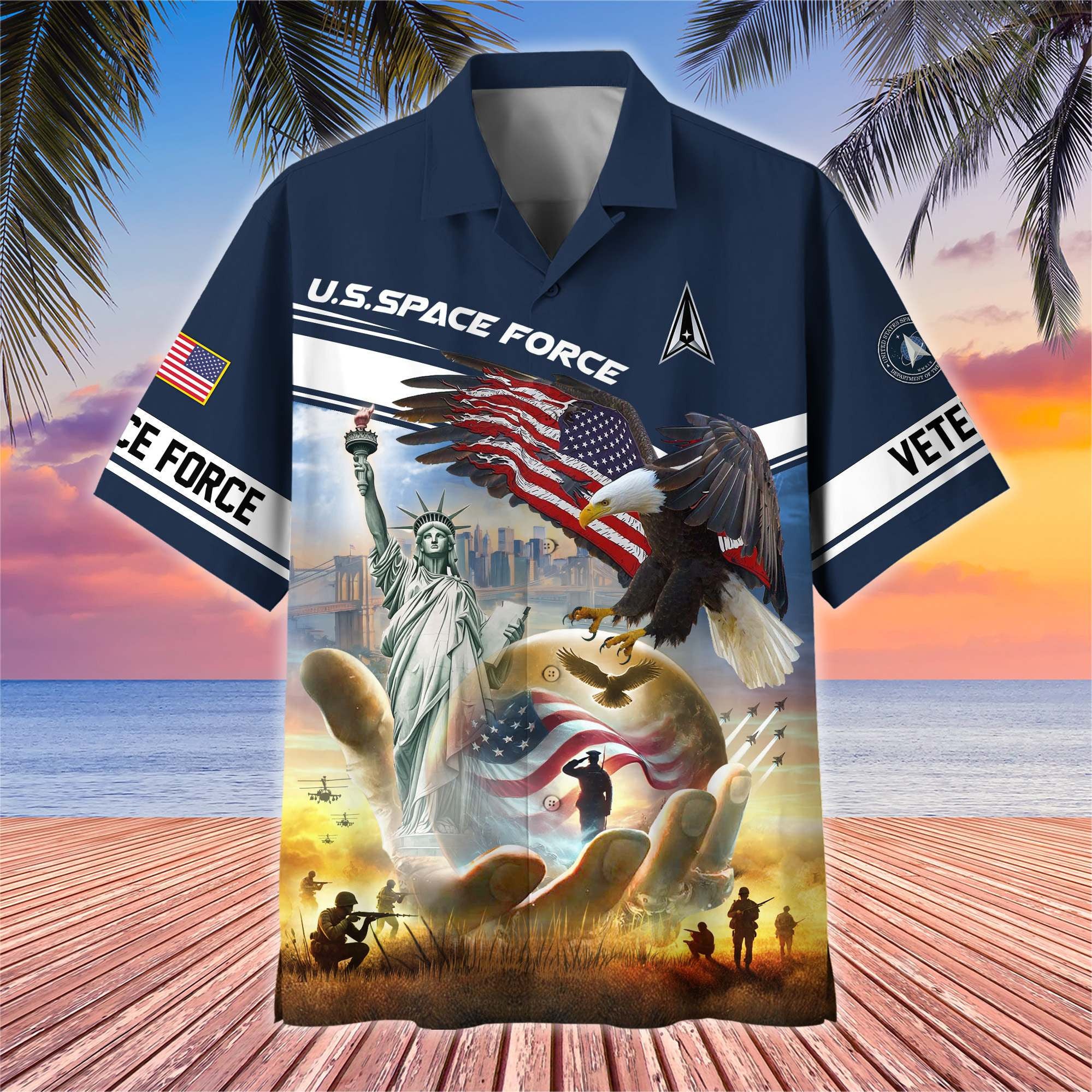 Premium US Veterans Hawaiian Shirt, Gifts For US Veterans, Gifts On Father's Day, Armed Forces Day, Veterans Day.