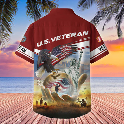 Premium US Veterans Hawaiian Shirt, Gifts For US Veterans, Gifts On Father's Day, Armed Forces Day, Veterans Day.