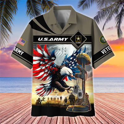 Premium US Veterans Hawaiian Shirt, Gifts For US Veterans, Gifts On Father's Day, Armed Forces Day, Veterans Day.