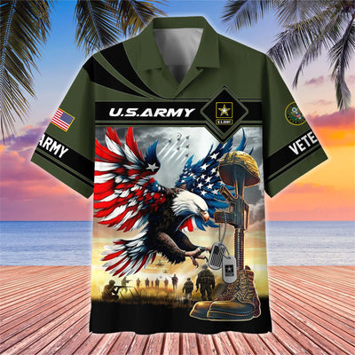 Premium US Veterans Hawaiian Shirt, Gifts For US Veterans, Gifts On Father's Day, Armed Forces Day, Veterans Day.
