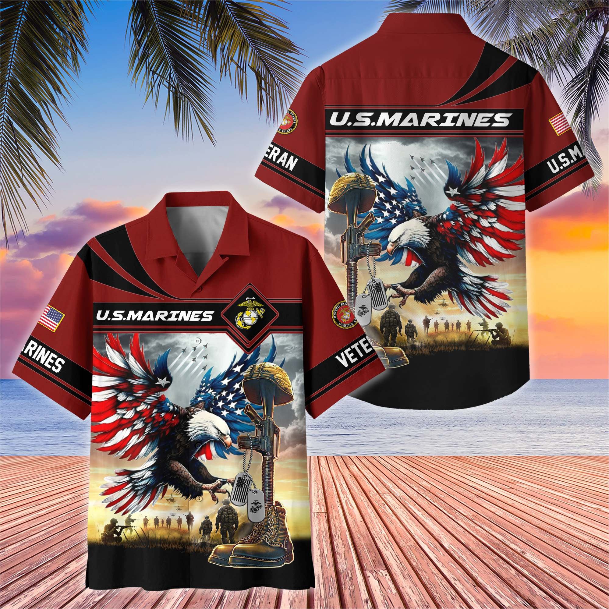 Premium US Veterans Hawaiian Shirt, Gifts For US Veterans, Gifts On Father's Day, Armed Forces Day, Veterans Day.